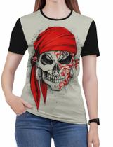 Camiseta de Rock n roll Caveira moto Feminina Roupas blusa - Alemark