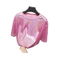 Camiseta De Seda Brilhante De Manga Curta Para Mulheres, Estilo Sexy, Estética Harajuku, Top Camiseta De Seda Brilhante De Manga Curta Para Mulheres, Estilo Sexy, Estética Harajuku, Top