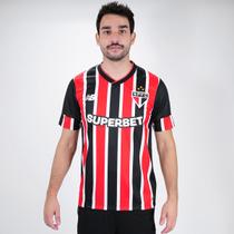 Camiseta de Time New Balance SPFC 2024 Away Torcedor Vermelho Branco e Preto - Masculino