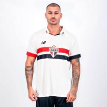 Camiseta de Time New Balance SPFC 2024 Branco Vermelho e Preto - Masculino