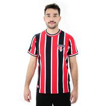 Camiseta de Time RetrôMania São Paulo 1969 Listrada Vermelho Preto e Branco - Masculino Camiseta de Time RetrôMania São Paulo 1969 Listrada Vermelho Preto e Branco - Masculino