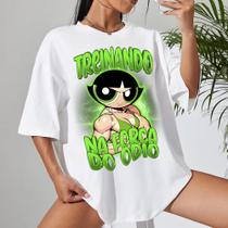 Camiseta de Treino Feminina Docinho Oversized Roupas de Academia Blusão Look de Treino Camiseta de Treino Feminina Docinho Oversized Roupas de Academia Blusão Look de Treino