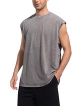 Camiseta de treino para homens Bashkkuytrlsy sem mangas cinza