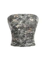 Camiseta de tubo Bandeau WDIRARA Girl's Camo Print, franzida, verde militar, 6Y