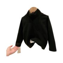 Camiseta De Veludo Para Meninos E Meninas, Gola Alta, Manga Longa, Cor Sólida, Roupas Infantis