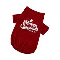Camiseta De Veludo Vermelha E Verde Para Cães Com Estampa De Feliz Natal, Pullover Quente E Macio,
