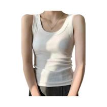 Camiseta De Verão Feminina De Alças Largas Com Decote Quadrado Em Cor Sólida, Respirável, Para