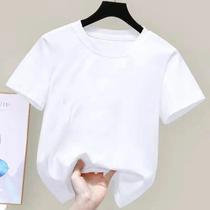 Camiseta De Verão Infantil Branca De Algodão Para Meninos E Meninas 180gsm 2024 Estilo Fofo Manga