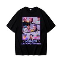Camiseta De Verão O-neck Kpop Demon Hunters Saja Boys Harajuku Para Mulheres E Meninas Huntrix,