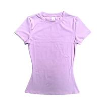 Camiseta De Yoga Feminina Slim Fit De Verão Com Manga Curta Para Treino, Cropped, Elástica E Sem