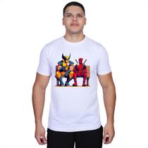 Camiseta Deadpool Wolverine Masculina Gola Redonda De Algodão