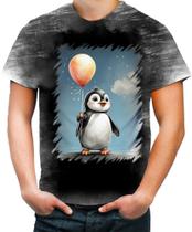 Camiseta Desgaste Bebê Pinguim com Balões Crianças 12