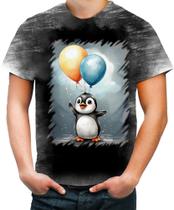 Camiseta Desgaste Bebê Pinguim com Balões Crianças 2