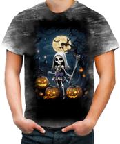 Camiseta Desgaste Bruxa Caveira Halloween 1