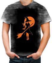 Camiseta Desgaste Bruxa Halloween Laranja 8 - Kasubeck Store