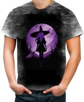 Camiseta Desgaste Bruxa Halloween Púrpura Festa 12