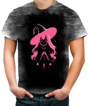 Camiseta Desgaste Bruxa Halloween Rosa 2 - Kasubeck Store
