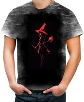 Camiseta Desgaste Bruxa Halloween Vermelha 5
