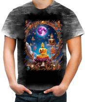 Camiseta Desgaste Buda Universo Lótus Imortalidade 11 Camiseta Desgaste Buda Universo Lótus Imortalidade 11