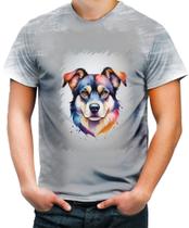 Camiseta Desgaste Cachorro Ilustrado Cromático Abstrato 3 - Kasubeck Store