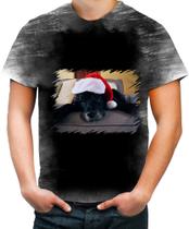 Camiseta Desgaste Cão Noel Feliz Nata Doguíneo 1