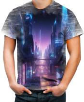 Camiseta Desgaste Cidade Futurística Cyber City Future 1