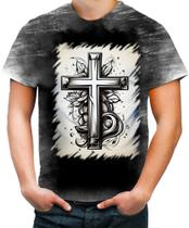 Camiseta Desgaste da Cruz de Jesus Igreja Fé 1