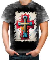 Camiseta Desgaste da Cruz de Jesus Igreja Fé 11