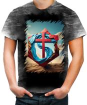 Camiseta Desgaste da Cruz de Jesus Igreja Fé 21