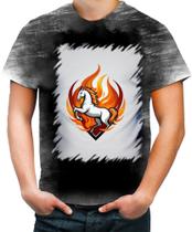 Camiseta Desgaste de Cavalo Flamejante Fire Horse 9 - Kasubeck Store