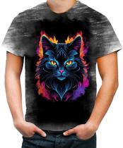Camiseta Desgaste de Gatinho Colorido Neon Vetor 13