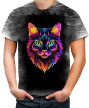 Camiseta Desgaste de Gatinho Colorido Neon Vetor 14