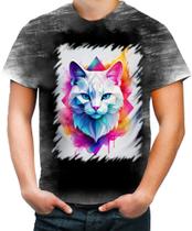 Camiseta Desgaste de Gatinho Colorido Neon Vetor 15