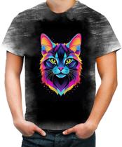 Camiseta Desgaste de Gatinho Colorido Neon Vetor 3