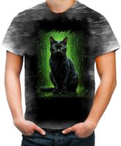 Camiseta Desgaste de Gato Oráculo Hacker Binário Mat 6 Camiseta Desgaste de Gato Oráculo Hacker Binário Mat 6