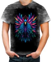 Camiseta Desgaste de Pavão Colorido Neon Vetor 14