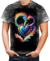 Camiseta Desgaste do Orgulho LGBT Coração Amor 10