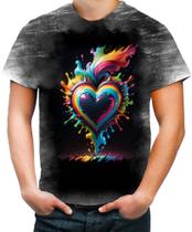 Camiseta Desgaste do Orgulho LGBT Coração Amor 11