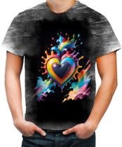 Camiseta Desgaste do Orgulho LGBT Coração Amor 12