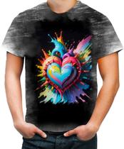 Camiseta Desgaste do Orgulho LGBT Coração Amor 13
