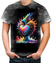 Camiseta Desgaste do Orgulho LGBT Coração Amor 15 - Kasubeck Store
