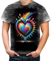 Camiseta Desgaste do Orgulho LGBT Coração Amor 18
