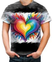 Camiseta Desgaste do Orgulho LGBT Coração Amor 2