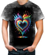 Camiseta Desgaste do Orgulho LGBT Coração Amor 20 - Kasubeck Store