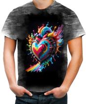 Camiseta Desgaste do Orgulho LGBT Coração Amor 21