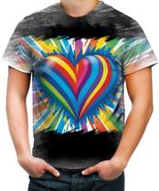 Camiseta Desgaste do Orgulho LGBT Coração Amor 4