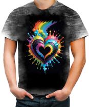 Camiseta Desgaste do Orgulho LGBT Coração Amor 6