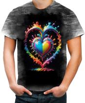 Camiseta Desgaste do Orgulho LGBT Coração Amor 8