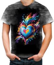 Camiseta Desgaste do Orgulho LGBT Coração Amor 9