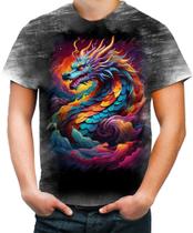 Camiseta Desgaste Dragão Chinês Lendário Mito 2